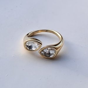 Prsten dva cirkona, bijeli