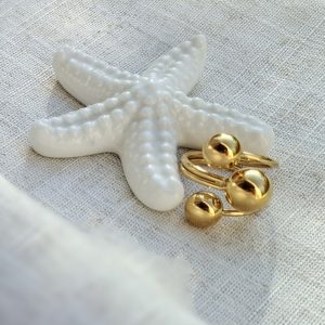 Prsten s tri kuglice, pozlaćen