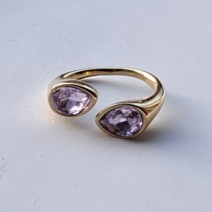 Prsten dva cirkona, ljubičasti