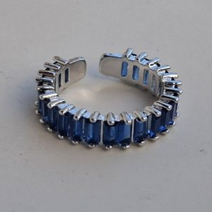 Prsten plavi cirkoni, srebrni