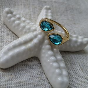 Prsten dva cirkona, tirkizni