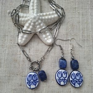 Lapis lazuli i keramičke perle