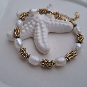 Narukvica biserno - zlatna