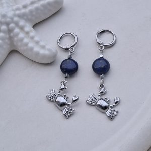 Naušnice morski rak i lapis lazuli